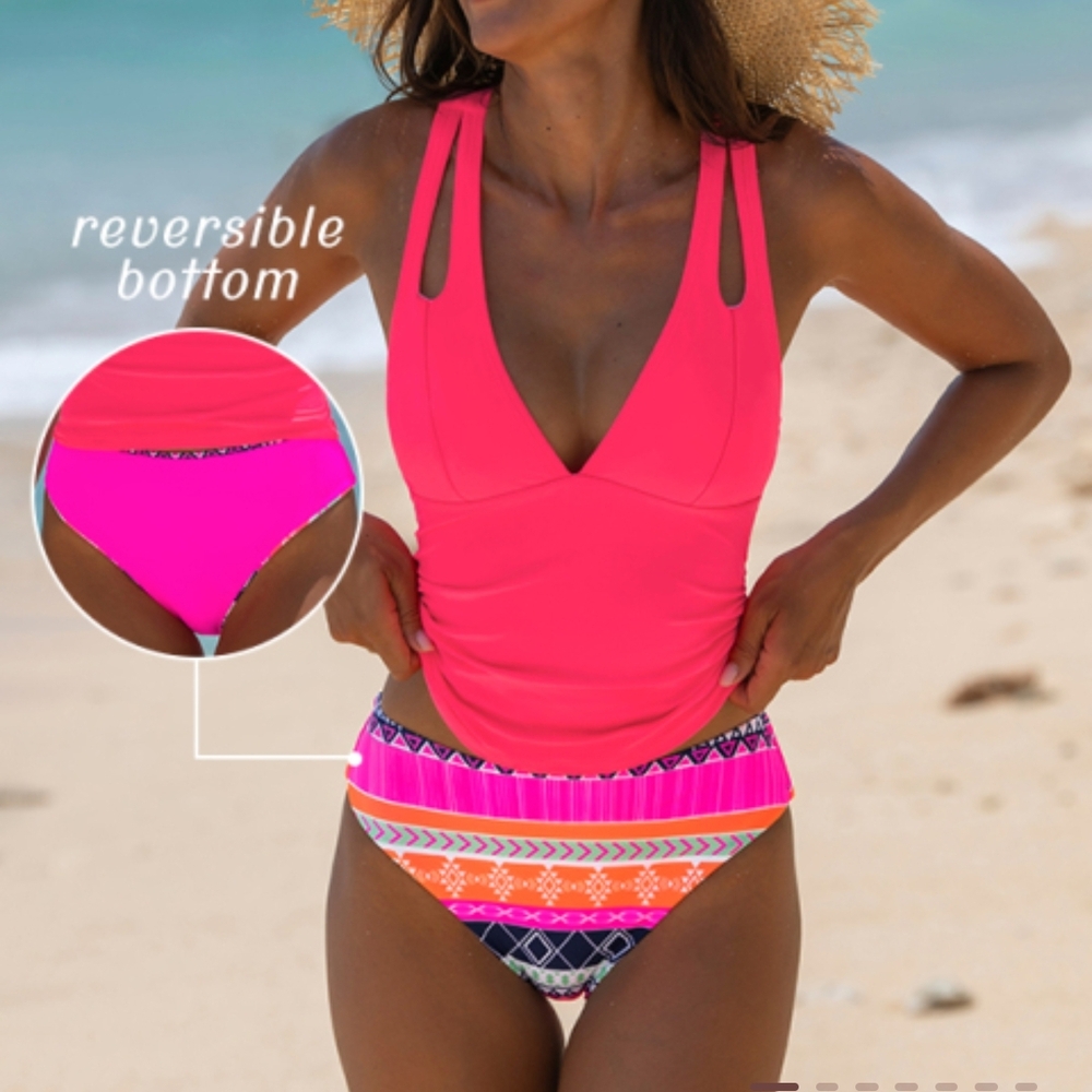 Popvil Folklore Horizontal Stripes Tankini Set